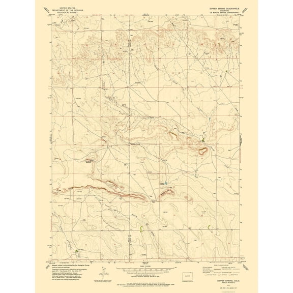 Topographical Map - Dipper Spring Colorado Quad - USGS 1977 - 23 x 30.23 - Vintage Wall Art