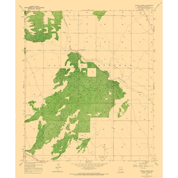 Topographical Map - Double Adobe Arizona Quad - USGS 1958 - Vintage Wall Art