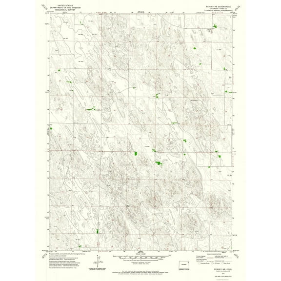 Topographical Map - Eckley Colorado North East Quad - USGS 1971 - 23 x 30.73 - Vintage Wall Art