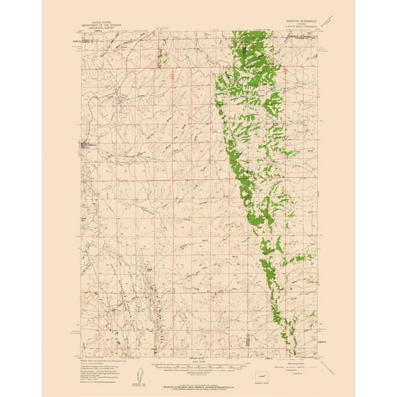 Topographical Map - Edgerton Wyoming Quad - USGS 1959 - 33.79 x 23 - Vintage Wall Art