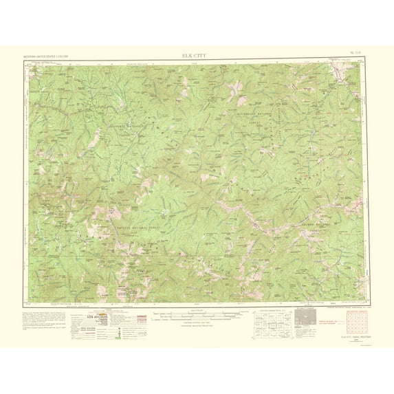 Topographical Map - Elk City Idaho Montana Quad - USGS 1963 - Vintage Wall Art