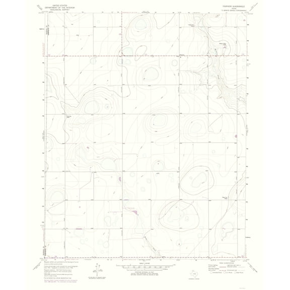 Topographical Map - Fairview Texas Quad - USGS 1975 - Vintage Wall Art