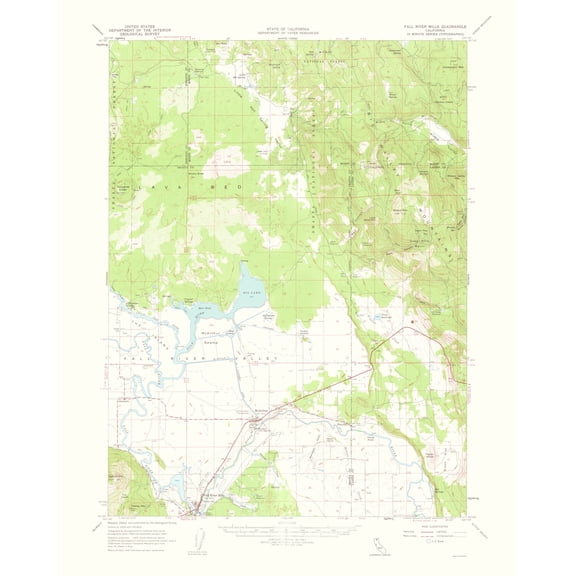 Topographical Map - Fall River Mills California Quad - USGS 1963 - 23 x 28.82 - Vintage Wall Art