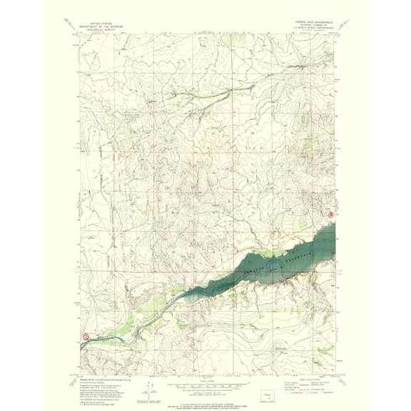 Topographical Map - Ferris Lake Wyoming Quad - USGS 1971 - Vintage Wall Art