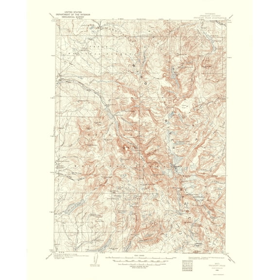 Topographical Map - Fremont Peak Wyoming Quad - USGS 1958 - 23 x 28.48 - Vintage Wall Art