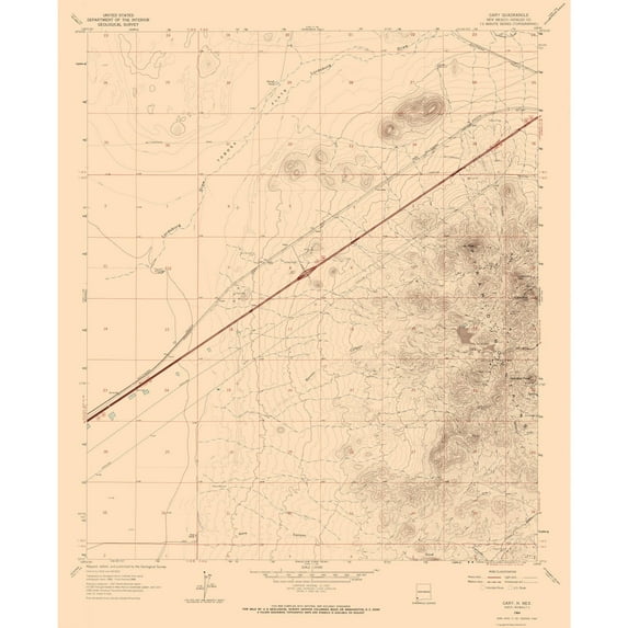 Topographical Map - Gary New Mexico Quad - USGS 1964 - 23 x 28.16 - Vintage Wall Art