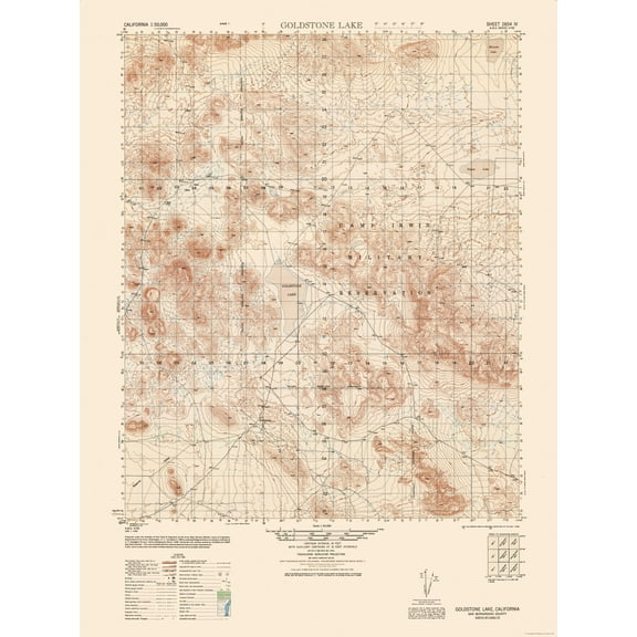 Topographical Map - Goldstone Sheet - US Army 1948 - 23 x 30.62 - Vintage Wall Art