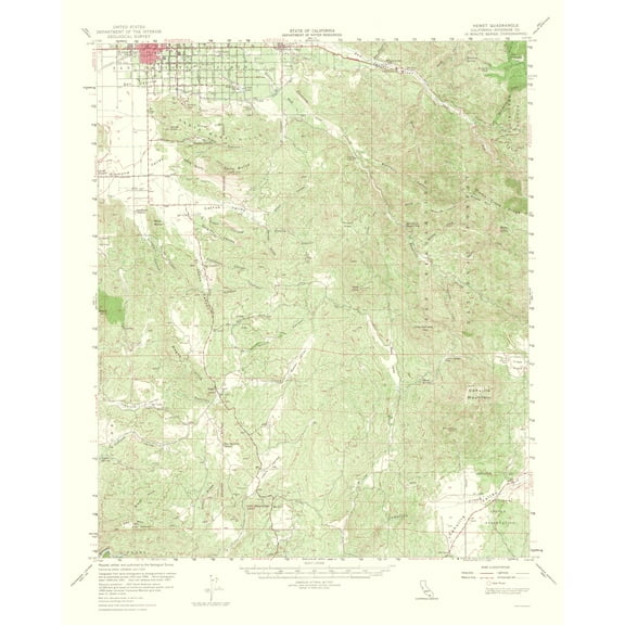 Topographical Map - Hemet California Quad - USGS 1964 - 23 x 28.65 - Vintage Wall Art