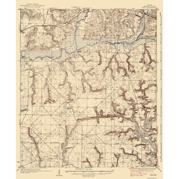 Topographical Map - Holt Florida Quad - USGS 1937 - Vintage Wall Art