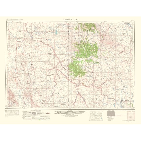 Topographical Map - Jordan Valley Idaho Oregon Quad - USGS 1963 - Vintage Wall Art