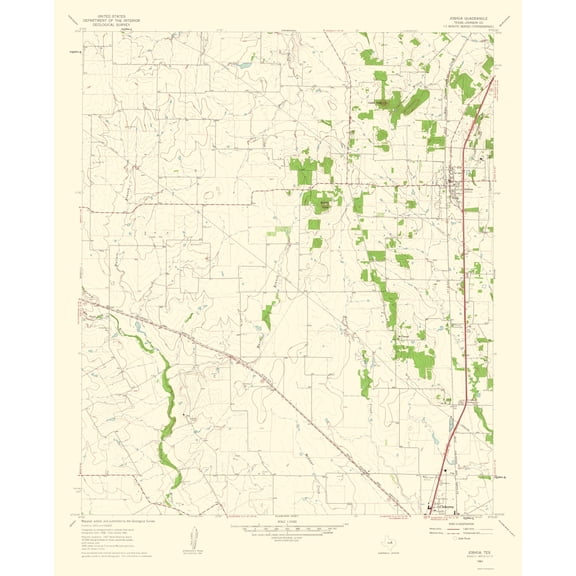Topographical Map - Joshua Texas Quad - USGS 1963 - Vintage Wall Art