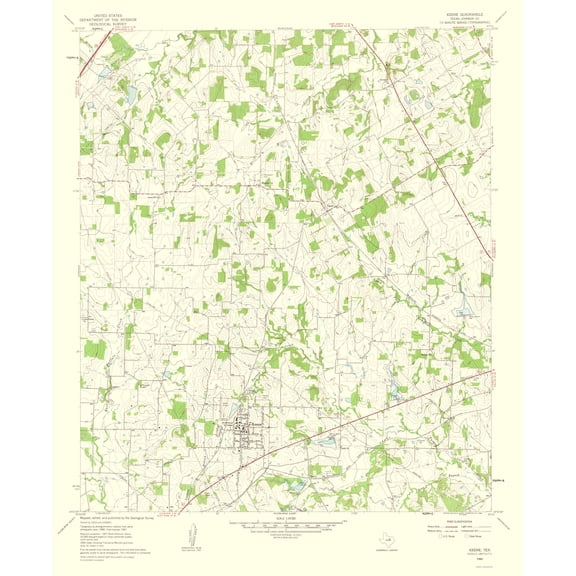 Topographical Map - Keene Texas Quad - USGS 1963 - Vintage Wall Art