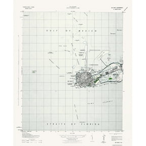 Topographical Map - Key West Florida Quad - USGS 1943 - Vintage Wall Art