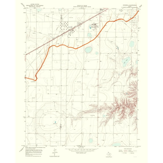 Topographical Map - Kingsmill Texas Quad - USGS 1967 - Vintage Wall Art
