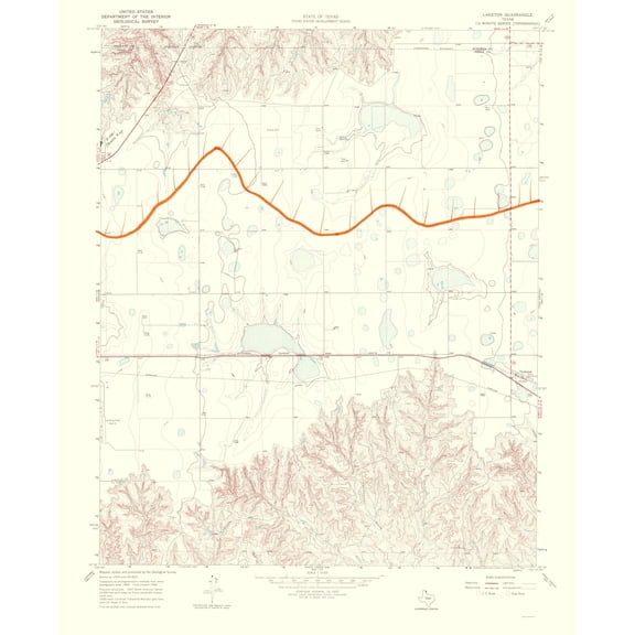 Topographical Map - Laketon Texas Quad - USGS 1970 - 23 x 28.07 - Vintage Wall Art