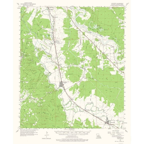 Topographical Map - Lecompte Louisiana Quad - USGS 1957 - 23 x 28.08 - Vintage Wall Art