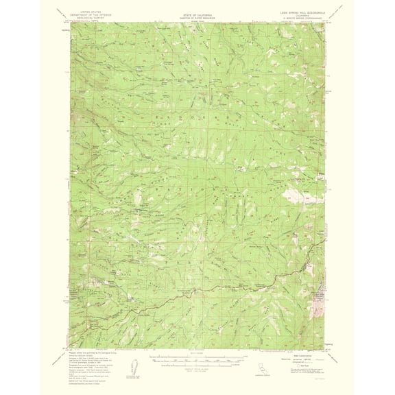 Topographical Map - Leek Spring Hill California Quad - USGS 1962 - 23 x 28.82 - Vintage Wall Art