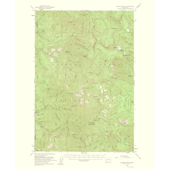 Topographical Map - Lookout Mountain Washington Quad - USGS 1963 - Vintage Wall Art
