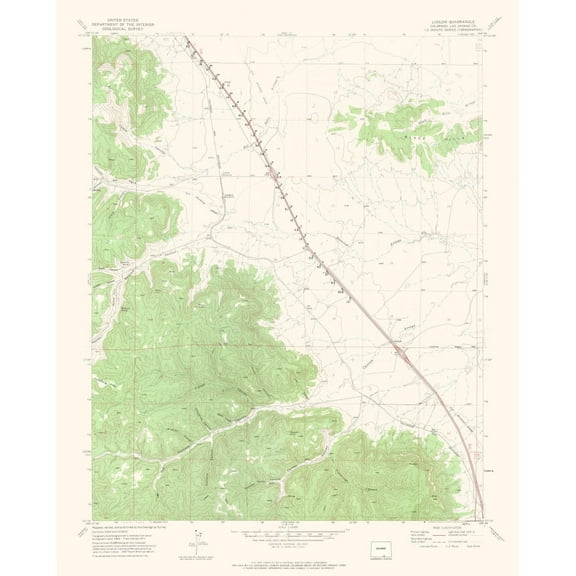 Topographical Map - Ludlow Colorado Quad - USGS 1971 - 23 x 28.63 - Vintage Wall Art
