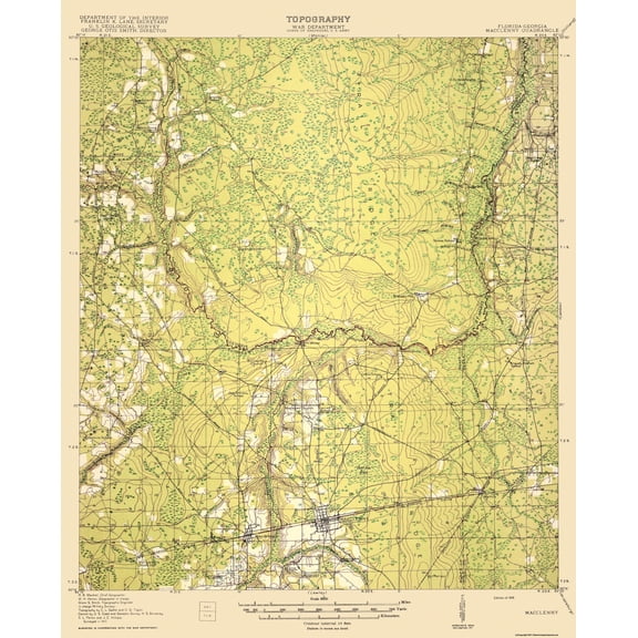 Topographical Map - Macclenny Florida Georgia Quad - USGS 1918 - 23 x 28.46 - Vintage Wall Art