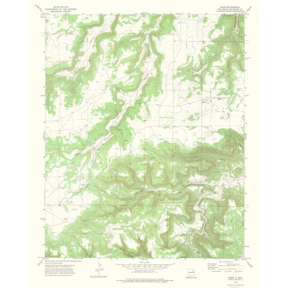 Topographical Map - Maes New Mexico Quad - USGS 1972 - Vintage Wall Art
