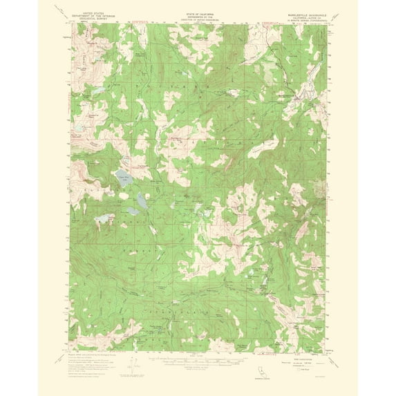 Topographical Map - Markleeville California Quad - USGS 1964 - Vintage Wall Art