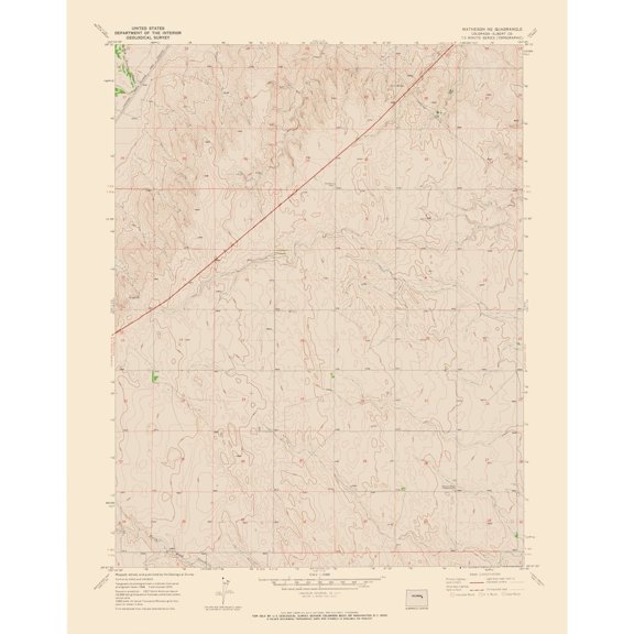 Topographical Map - Matheson North East Colorado Quad - USGS 1970 - Vintage Wall Art