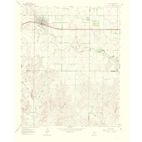 Topographical Map - Mcclean Texas Quad - USGS 1967 - 23 x 28.30 - Vintage Wall Art