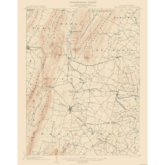 Topographical Map - Mercersburg Pennsylvania Quad - USGS 1902