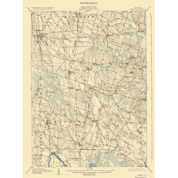 Topographical Map - Mexico New York Quad - USGS 1905 - 23 x 31.01.94 - Vintage Wall Art