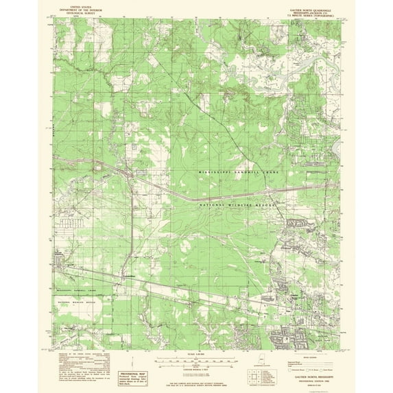Topographical Map - North Gautier Mississippi Quad - USGS 1982 - Vintage Wall Art