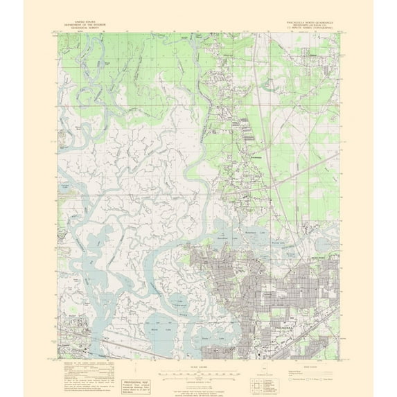 Topographical Map - North Pascagoula Mississippi Quad - USGS 1979 - Vintage Wall Art