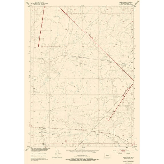 Topographical Map - North West Arminto Wyoming Quad - USGS 1952 - 23 x 32.66 - Vintage Wall Art