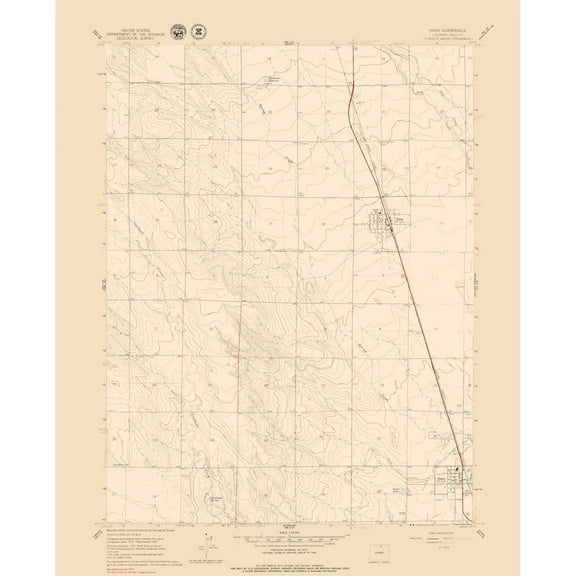 Topographical Map - Nunn Colorado Quad - USGS 1960 - 23 x 28.49 - Vintage Wall Art
