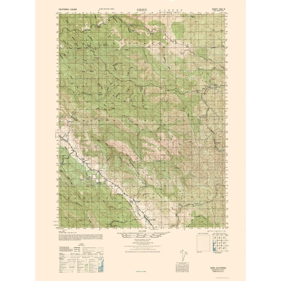 Topographical Map - Orrs Sheet - US Army 1944 - 23 x 30.66 - Vintage Wall Art