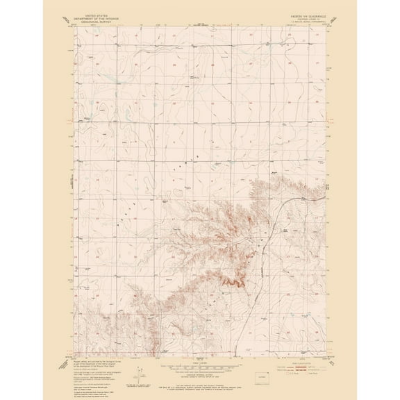 Topographical Map - Padron North West Colorado Quad - USGS 1951 - Vintage Wall Art