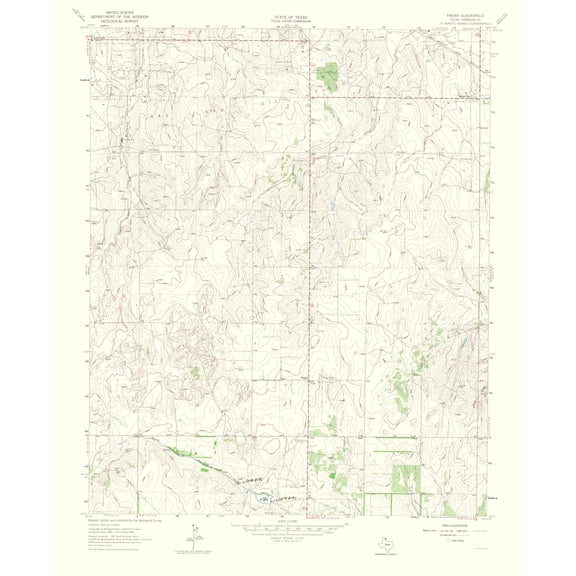 Topographical Map - Pakan Texas Quad - USGS 1965 - Vintage Wall Art