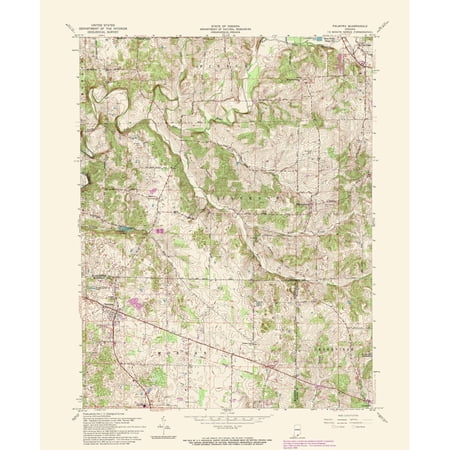 Topographical Map - Palmyra Indiana Quad - USGS 1988 - Vintage Wall Art