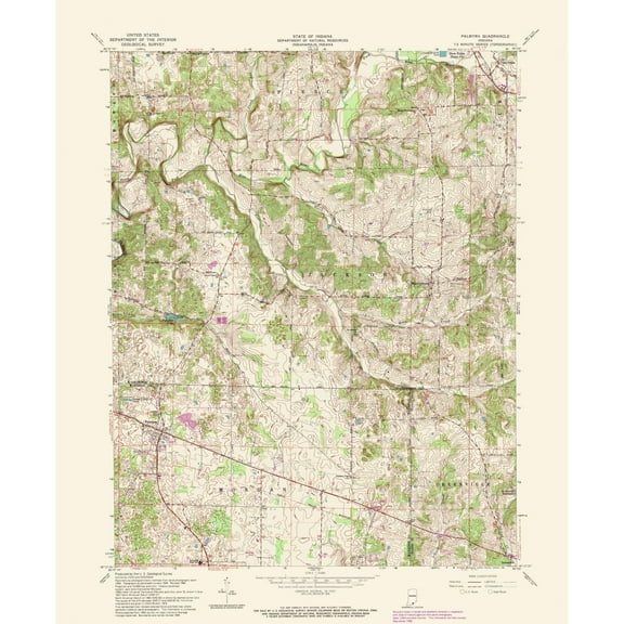 Topographical Map - Palmyra Indiana Quad - USGS 1988 - 23 x 28.00 - Vintage Wall Art