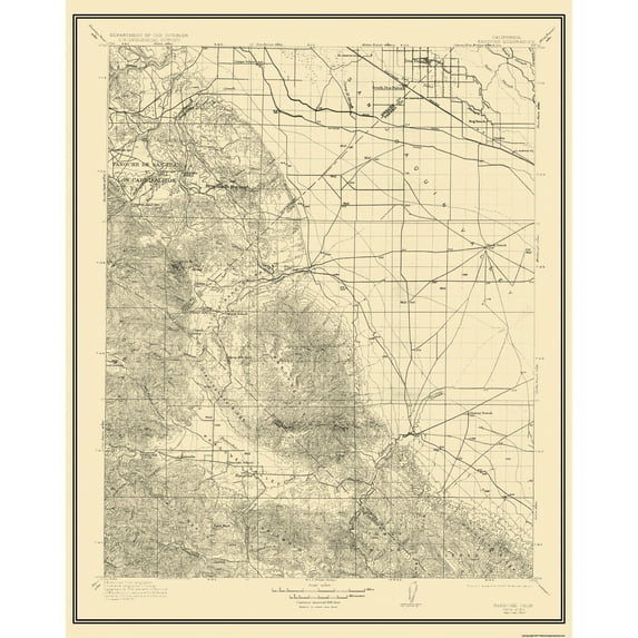 Topographical Map - Panoche California Quad - USGS 1913 - Vintage Wall Art