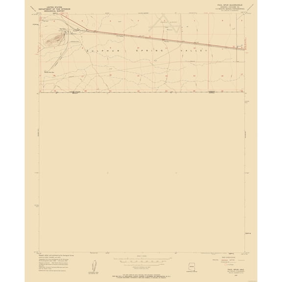 Topographical Map - Paul Spur Arizona Quad - USGS 1957 - 23 x 27.88 - Vintage Wall Art