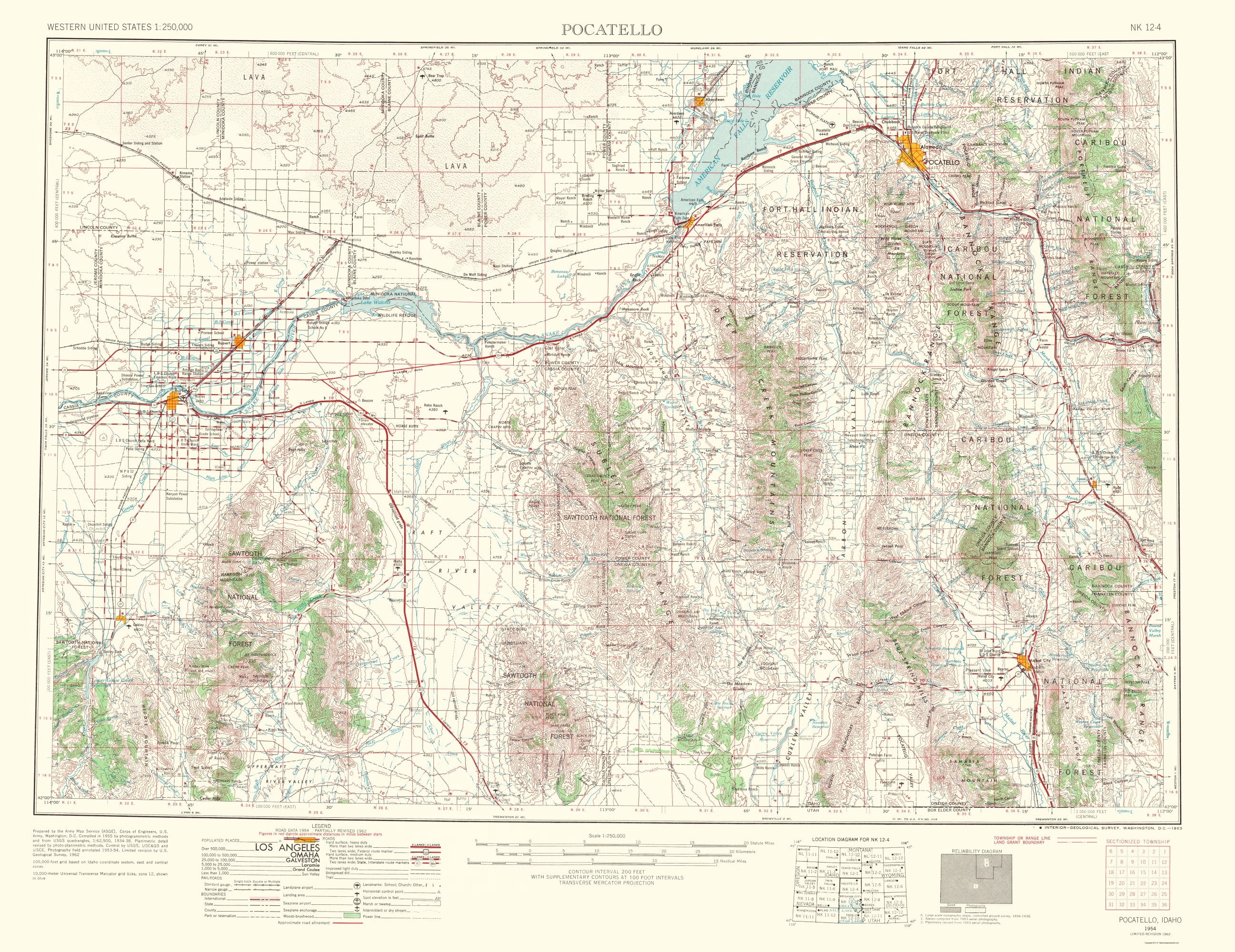 Topigrafical Topographical Map - Pocatello Idaho Quad - USGS 1963 - 23 x 29.83 ...