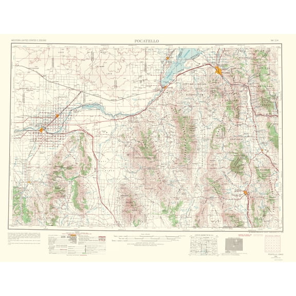 Topographical Map - Pocatello Idaho Quad - USGS 1963 - Vintage Wall Art