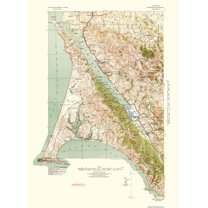 Topographical Map - Point Reyes California Quad - USGS 1940 - 23 x 31.5 - Vintage Wall Art