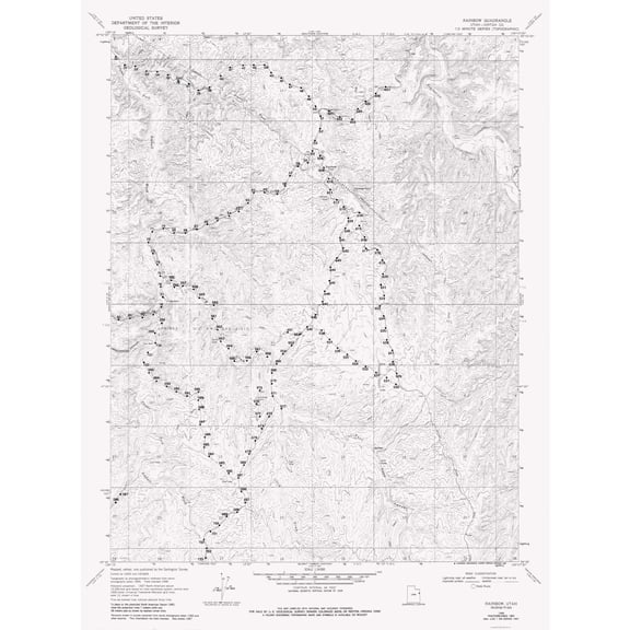 Topographical Map - Rainbow Utah Quad - USGS 1968 - 23 x 30.89 - Vintage Wall Art