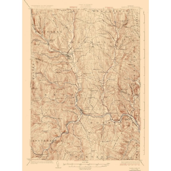 Topographical Map - Randolf Vermont Quad - USGS 1926 - 23 x 31.05 - Vintage Wall Art
