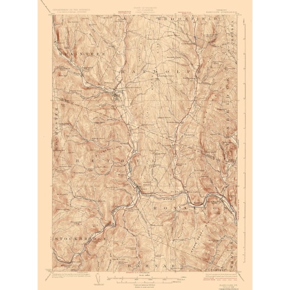Topographical Map - Randolf Vermont Quad - USGS 1926 - Vintage Wall Art