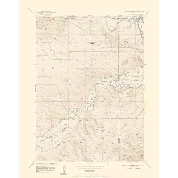 Topographical Map - Register Cliff Wyoming Quad - USGS 1950 - 23 x 29.13 - Vintage Wall Art