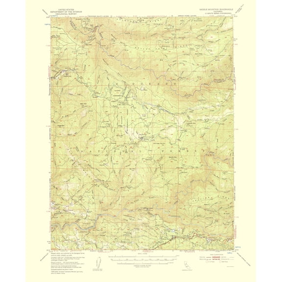 Topographical Map - Saddle Mountains California Quad - USGS 1956 - 23 x 28.09 - Vintage Wall Art