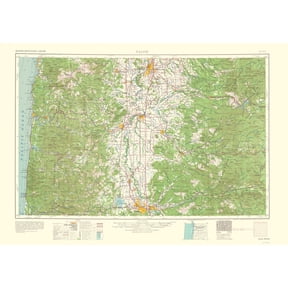 Topographical Map - Salem Oregon Quad - USGS 1963 - Vintage Wall Art